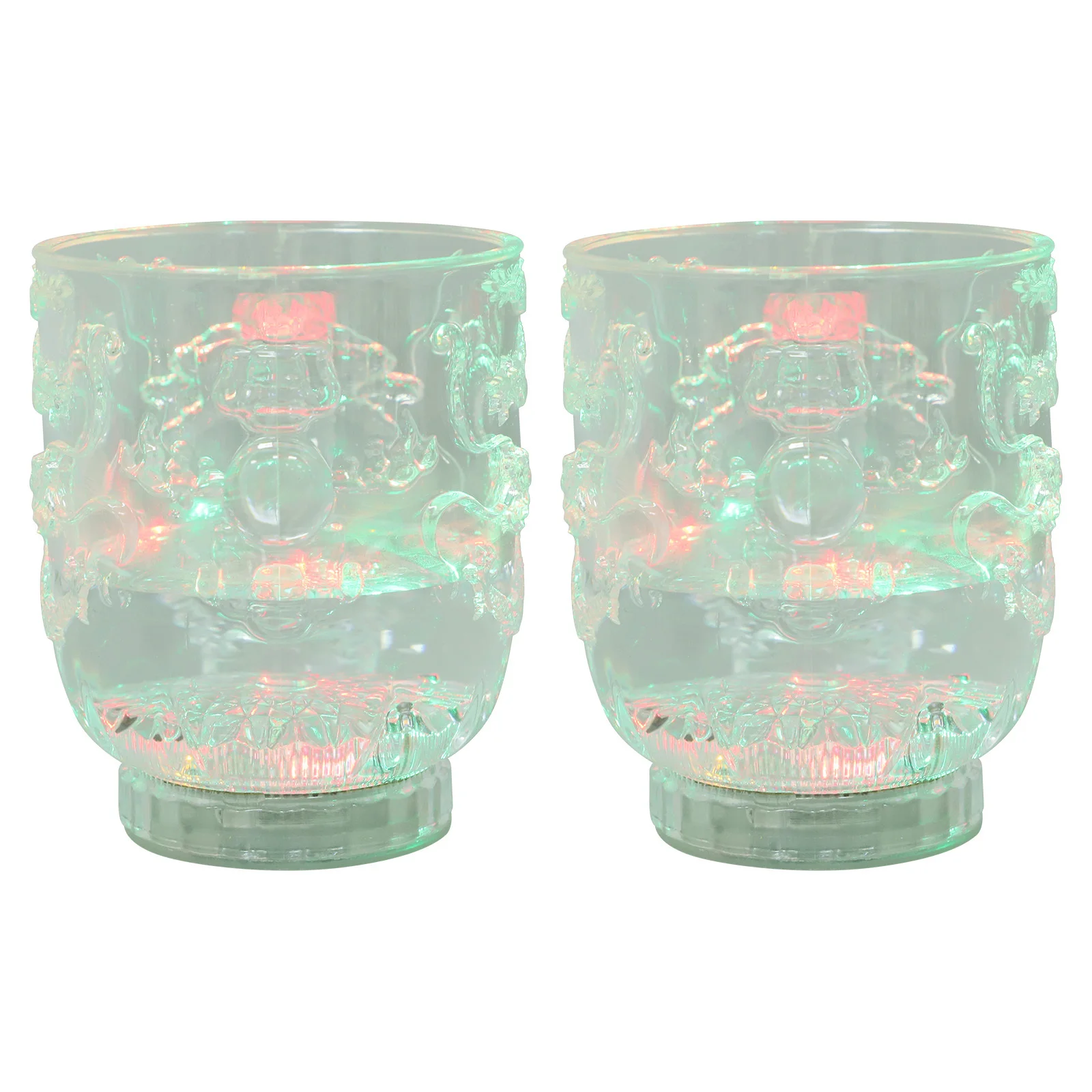 

2pcs Led Flashing Colorful Mug 285Ml Dragon Pattern Light Up Cup For Water Wine Juice Birthday Wedding Party Favors Glow Acrylic