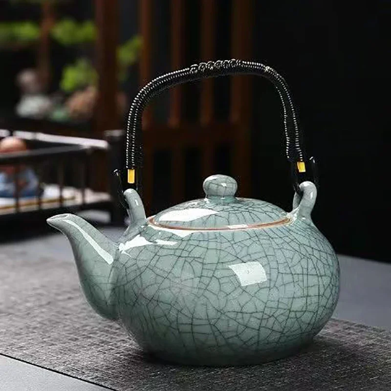 Puer Tea Accessories Vintage Chinese Style Teapot With Lifting Beam 650ml Japanese Tea Pot and Cup Set Heated Kettle Samovar Bar