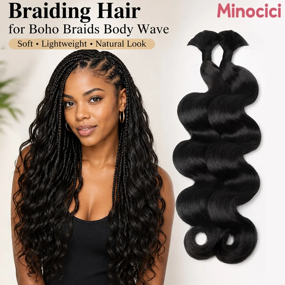 

Boby Wave Human Braiding Hair For Boho Braids Natural Black Virgin Human Hair Bundles Extensions 30 Inch Brazilian Bulk Boho Hair For Women