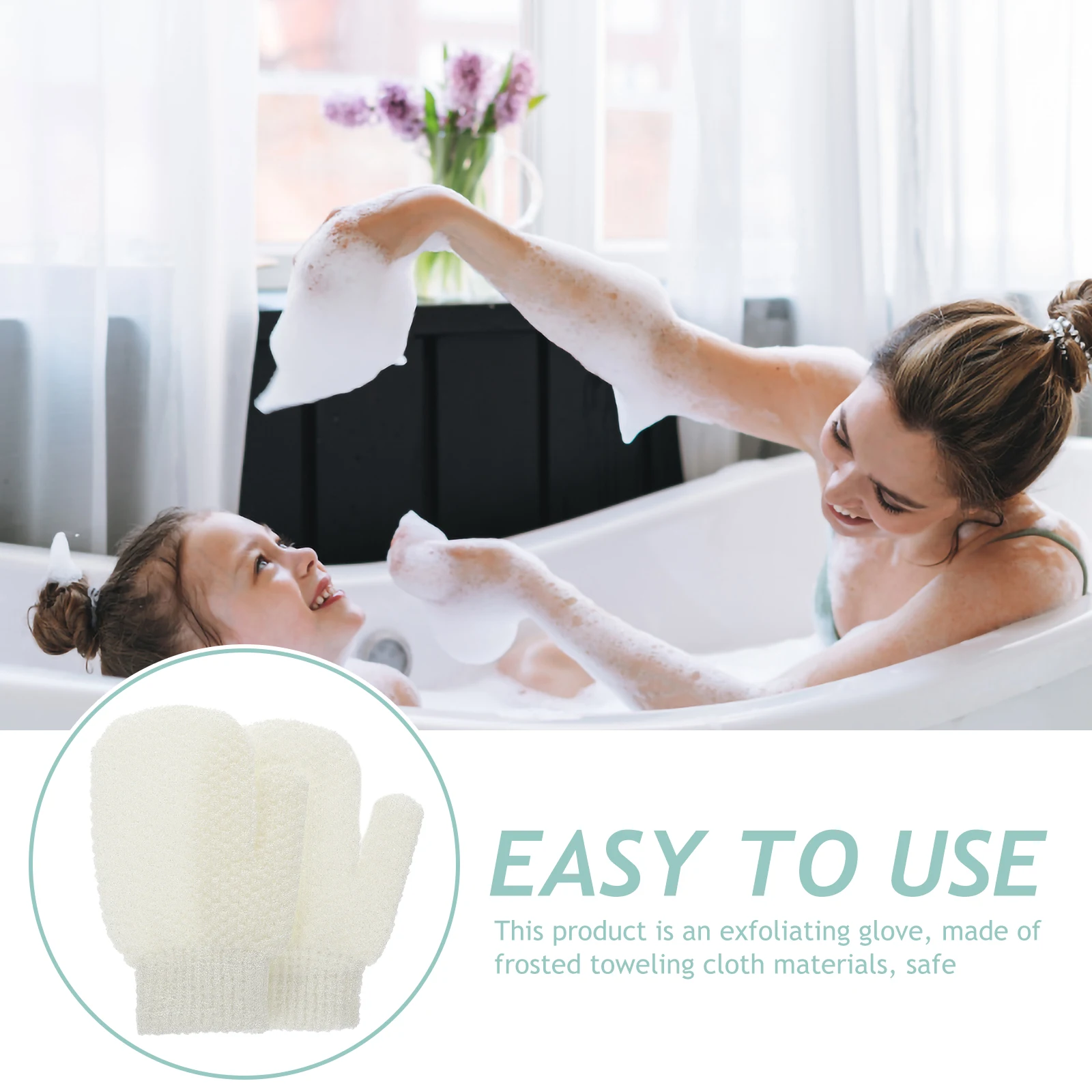 2pcs Frosted Toweling Cloth Shower Mittens Skin Cleaning Bath Gloves Exfoliating Body Scrubber Reusable Bathing Mitt For Arms