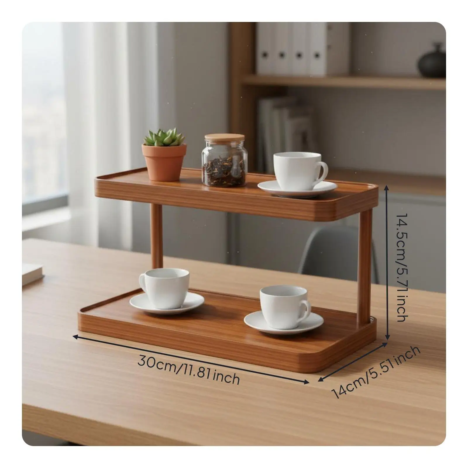 Tea Set Display Stand Space Saving Multi-Tier Cup Rack Large Capacity Desktop