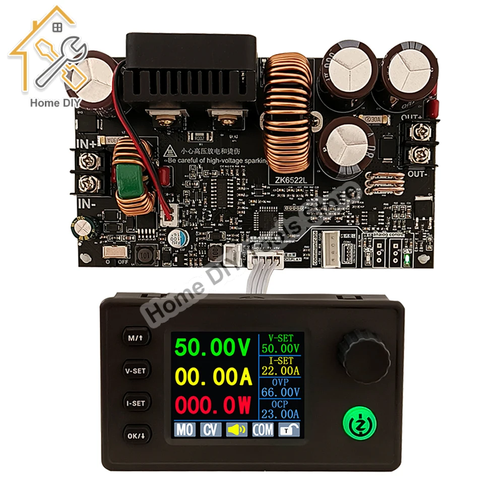 

ZK-6522C 22A 1400W DC 6-75V Stabilized Voltage Power Supply Step-Down Module CNC Adjustable Voltage Regulators