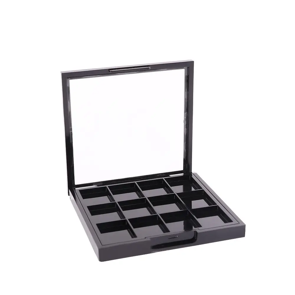 Couvercle 12 grilles récipient cosmétique boîte de rangement de maquillage pour les yeux plat de fard à paupières vide boîte d'échantillon de rouge à lèvres bricolage Palette de fard à paupières
