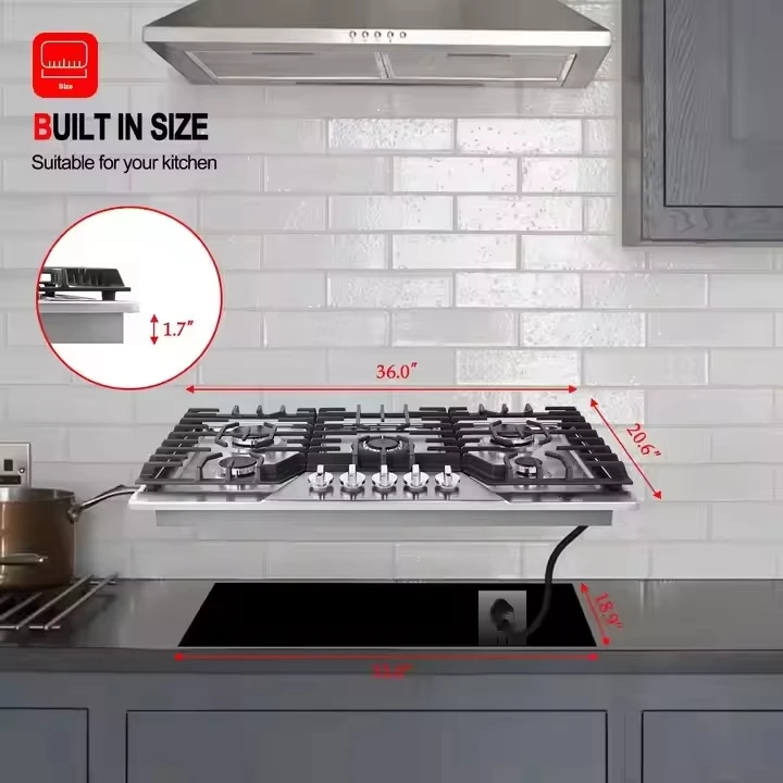 5 Burner Stainless Steel Gas Stove Dual Fuel Natural Gas LPG Built-in 3200-4000W Energy Saving Home Use
