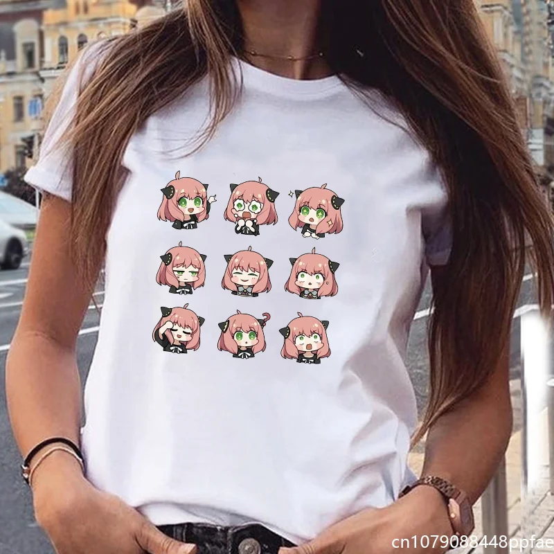 Women's New Anime Anya Forger Printed T-Shirt Cute Anya Forger Pattern Shirt Casual Style Summer T-Shirt