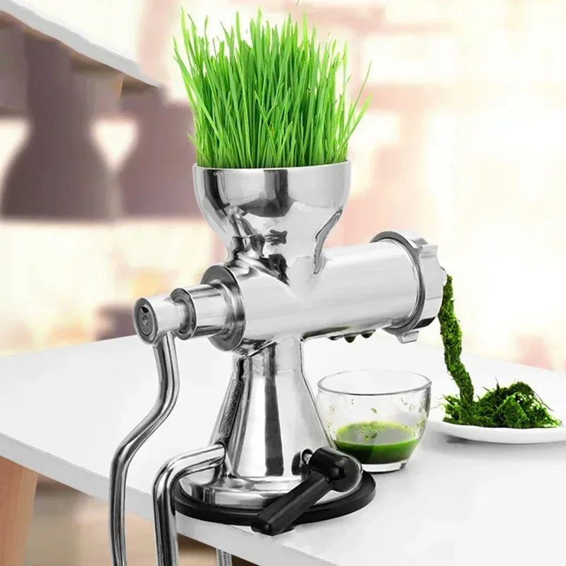 Ручная соковыжималка для пшеничной травы из нержавеющей стали 304, медленная скоростная соковыжималка для овощей и апельсинов с присоской