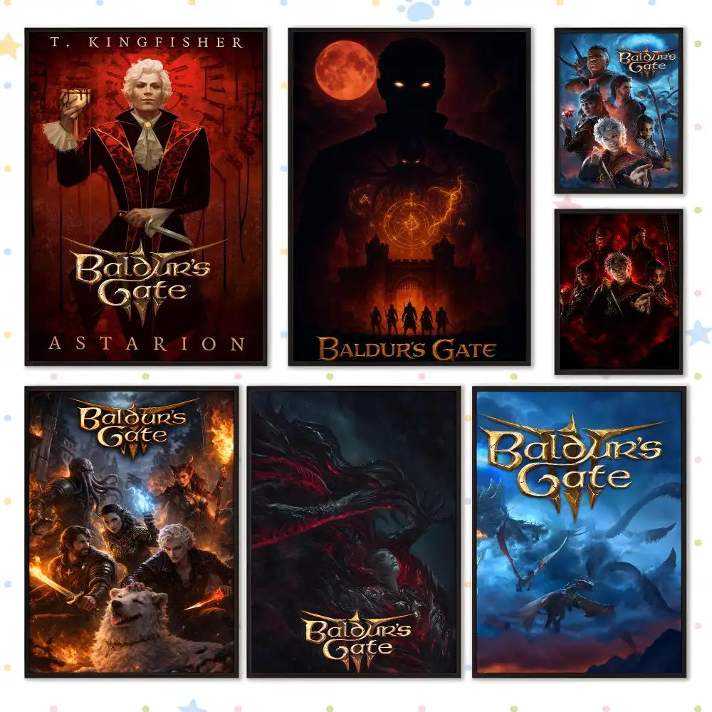 Game Gaming Fantasy Baldurs Gate 3 Poster HD Waterproof PP Self Adhesive Aesthetic Bedroom Dorm Gaming Room Home Decor Gift