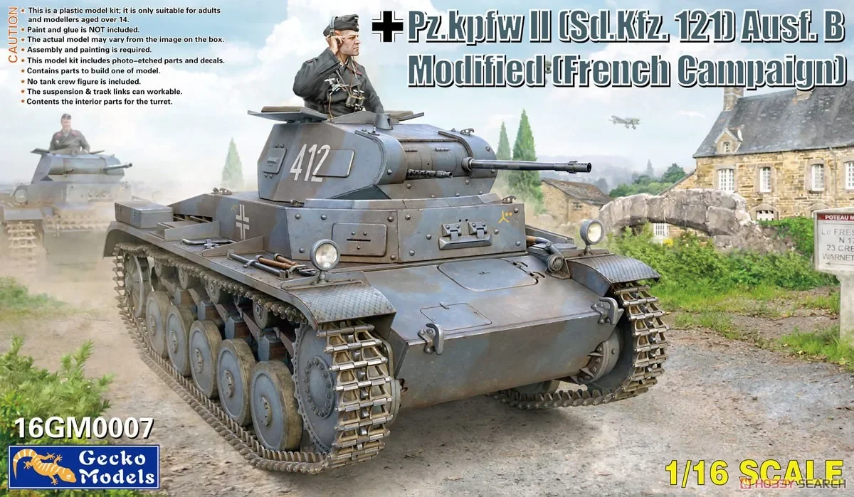 Gecko model assembly tank model kit 16GM0007. Kpfw. II (Sd. Kfz. 121) B modification (Battle of France) 1/35