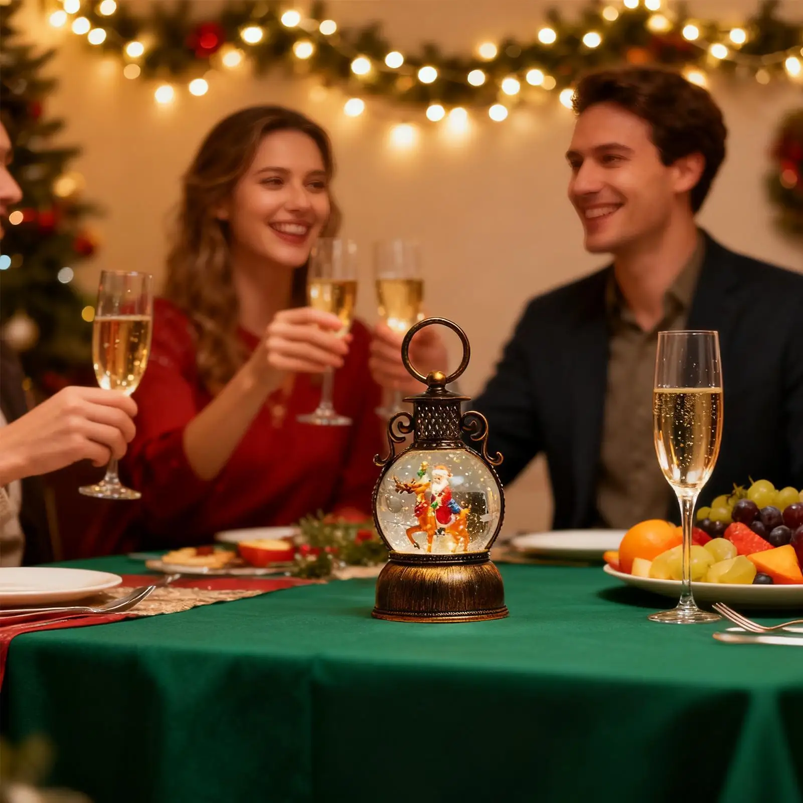 Globo de neve de natal, temporizador de 6 horas com alça, globo de neve de natal, lanterna, decoração com glitter para amigos, adolescentes, homens, mulheres, lareira