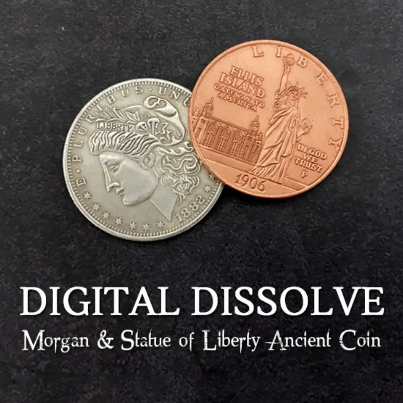Digital Dissolve (Morgan & Statue of Liberty Ancient Coin) Close up Magic Tricks Gimmick Illusions Coin Exchange Funny Magician