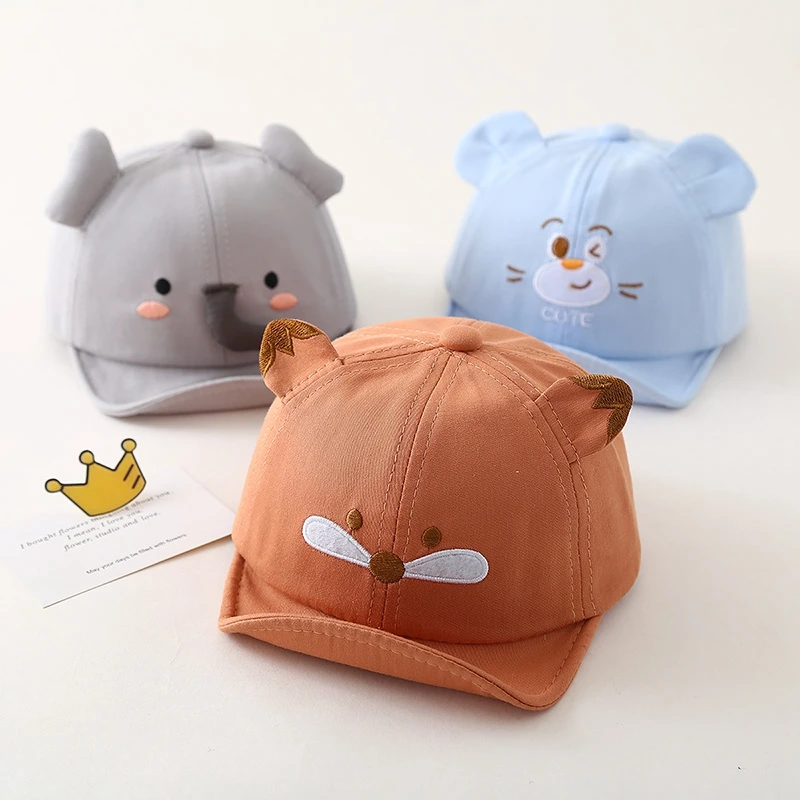 

Cotton Baby Hats Infant Cute Cartoon Animal Baseball Caps Boy Girl Soft Adjustable Peaked Hat Baby Casual Outdoor Sun Caps 3-10M
