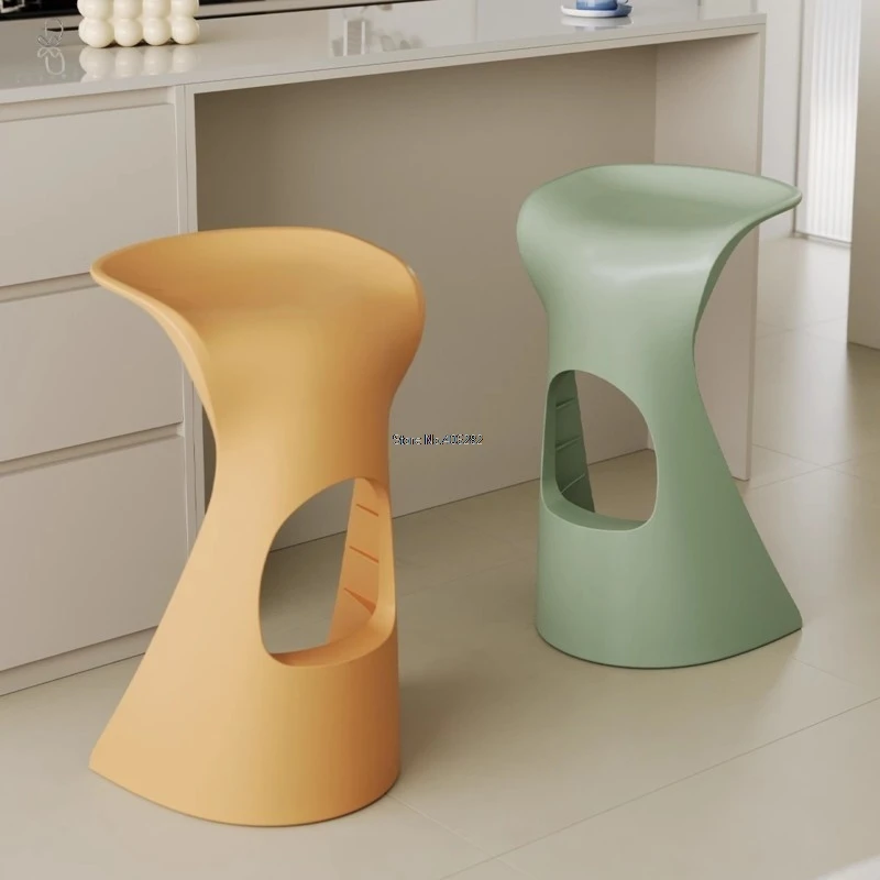 Modern Scandinavian Bar Stool with Backrest, Simple High Front Chair, Stackable High Bar Stools for Indoor & Outdoor Use