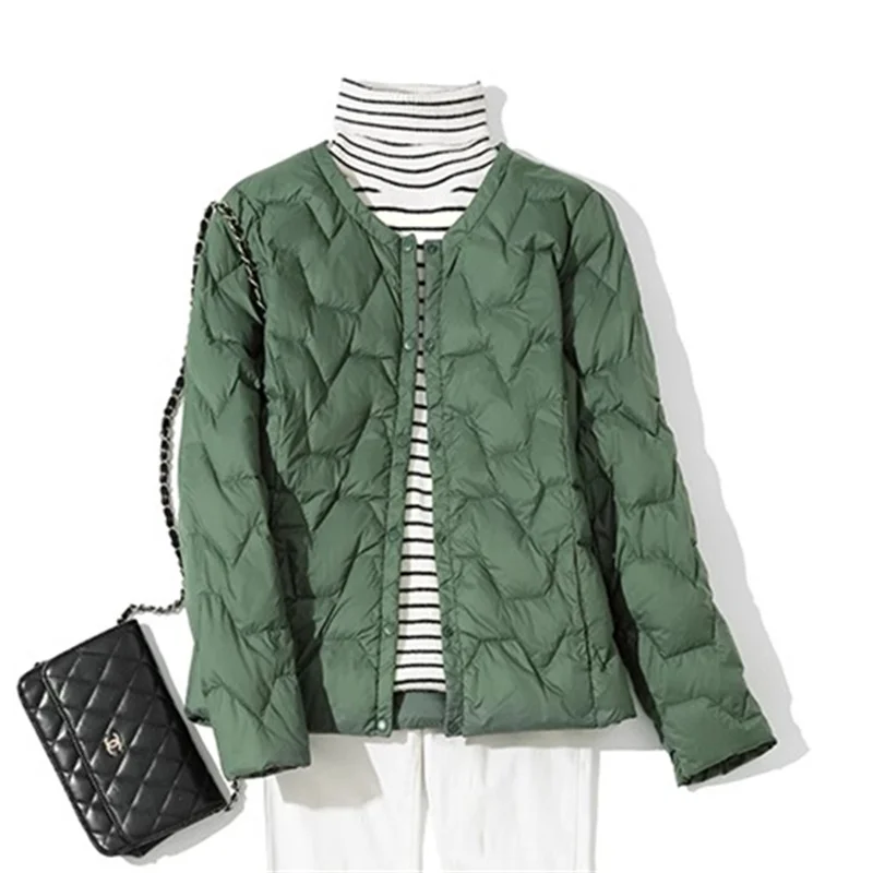 Autumn Winter Women Single Breasted Down Coat Ultra Light Thin White Duck Down Jacket Ladies Short Puffer Warm Parkas Outwears