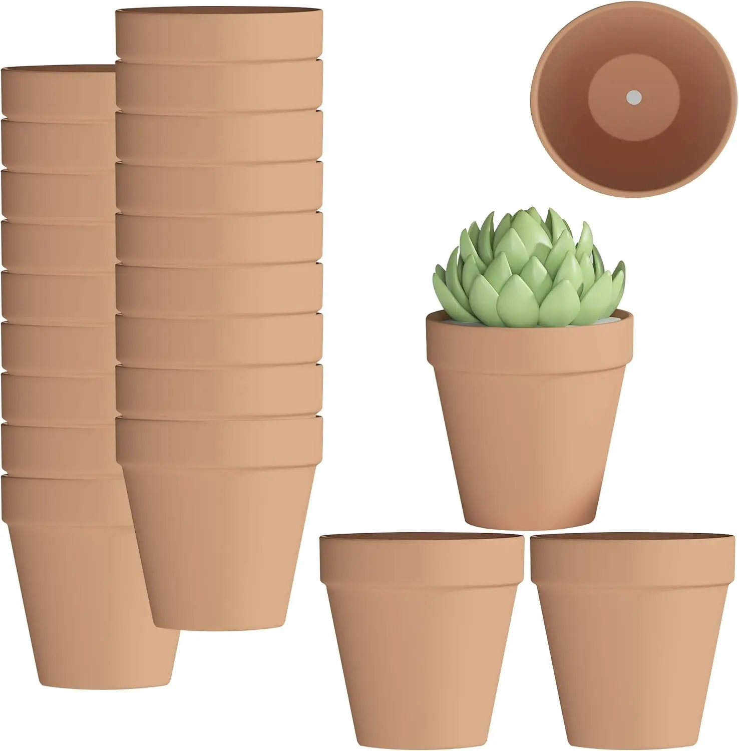 

3 Inch Terra Cotta Pots with Drainage - 22 Pack Clay Flower Pots, Succulent/Cactus Nursery Pots,Small Terracotta Pots Gr