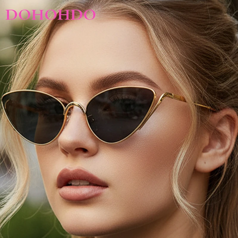 

Popular Retro Metal Triangular Small Cat Eye's Women Sunglasses Fashion Designer Punk Men Eyewear Outdoor Travel Sunglass UV400