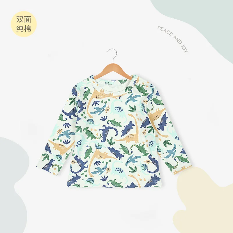 

RomperDew Boys T-shirt Girls Long-sleeved Bottoming Shirt Casual Round Neck Children's Clothing Tops Organic Cotton Baby Clothes