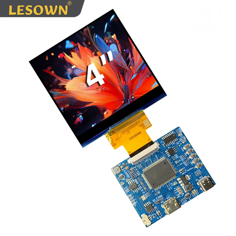 LESOWN 4 inch LCD Display Module 720x720 IPS HDMI Type C Interface 3SPI+18RGB 40PIN mini Small Screen with Driver Board