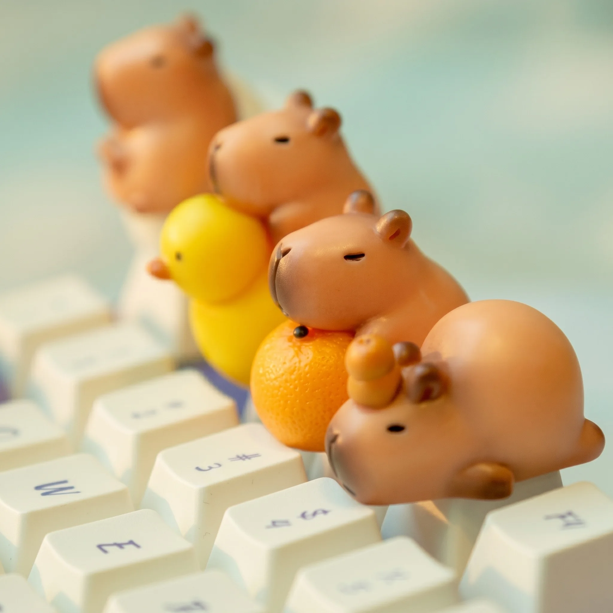 Cute Capybara Keycaps Set Cartoon Animal Design Mechanical Keyboard Key Caps DIY Custom Accessories Office Desk Decor Gift