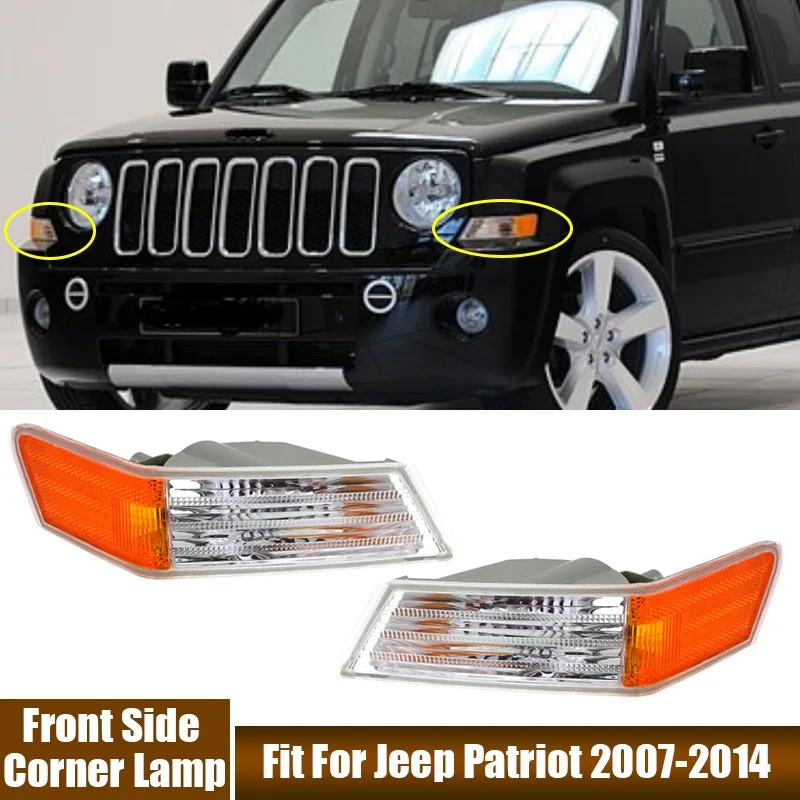 A Pair Of Left And Right Side Lights Clear Fit for Jeep Patriot 2007-2014 Parking Light Turn Signal Directional Lamp Light