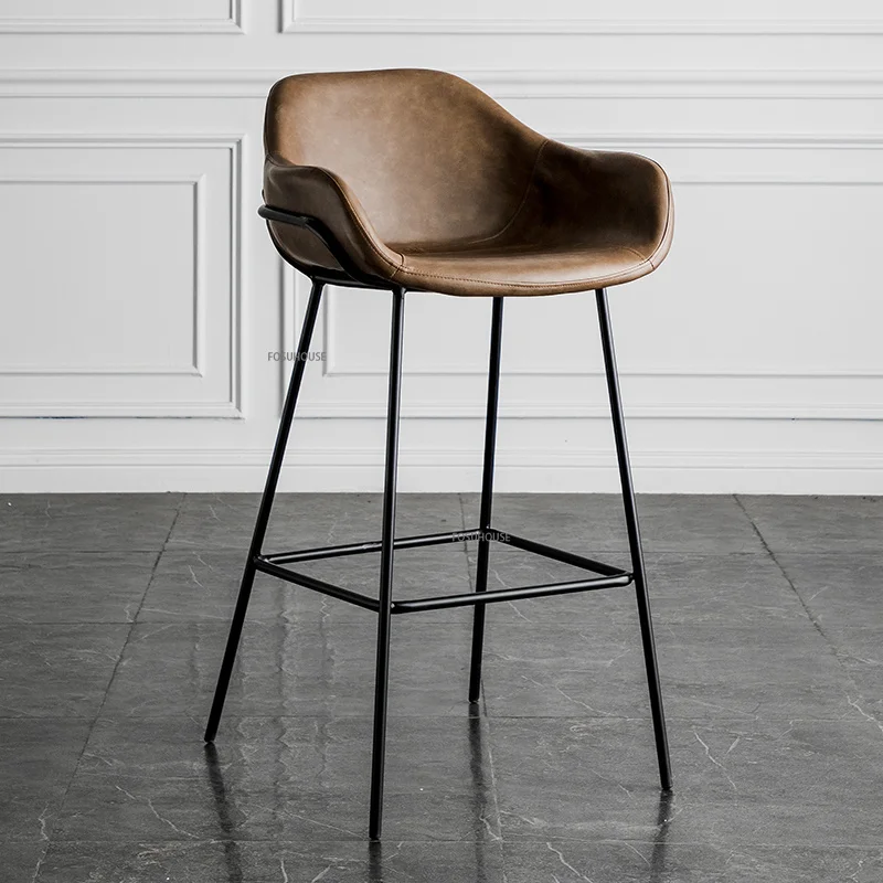 Chaise de Bar Nordique en Fer, Tabouret Haut de Luxe, Créatif, Loisirs Simples, Meubles de Cuisine, HY50DC