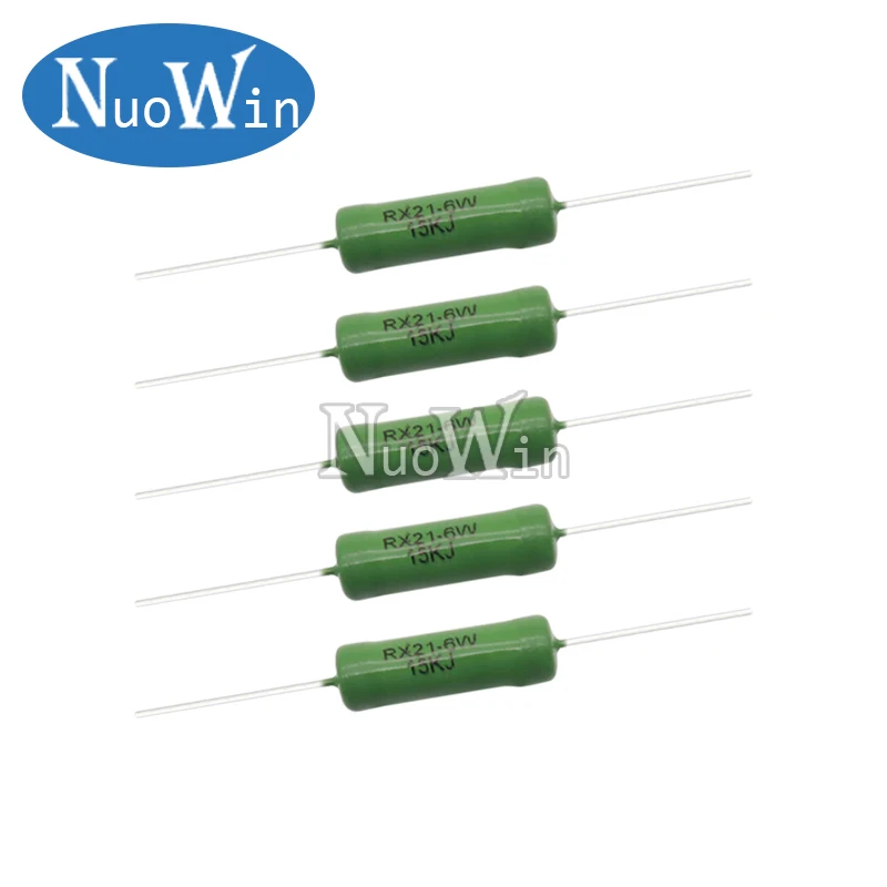 5PCS/Lot RX21 6W Wire Wound 5% Resistance Resistor 1R 10R 100R 1K 10K 12K 15K 18R 20R 22R 24R 27R 30R 33R 36R 1 3 ohms RX21-6W