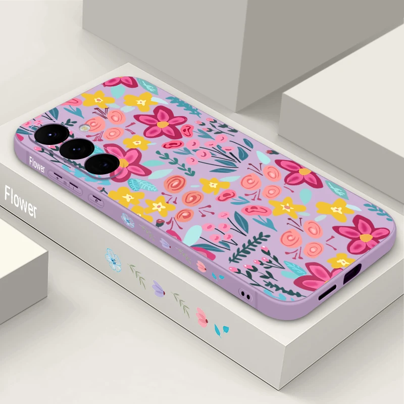 Flowers Floral Pattern Phone Case For Samsung Galaxy A57 A17 A56 A16 A55 A15 A54 A36 S24 S25 FE S26 S25 S23 S22 Ultra Soft Cover