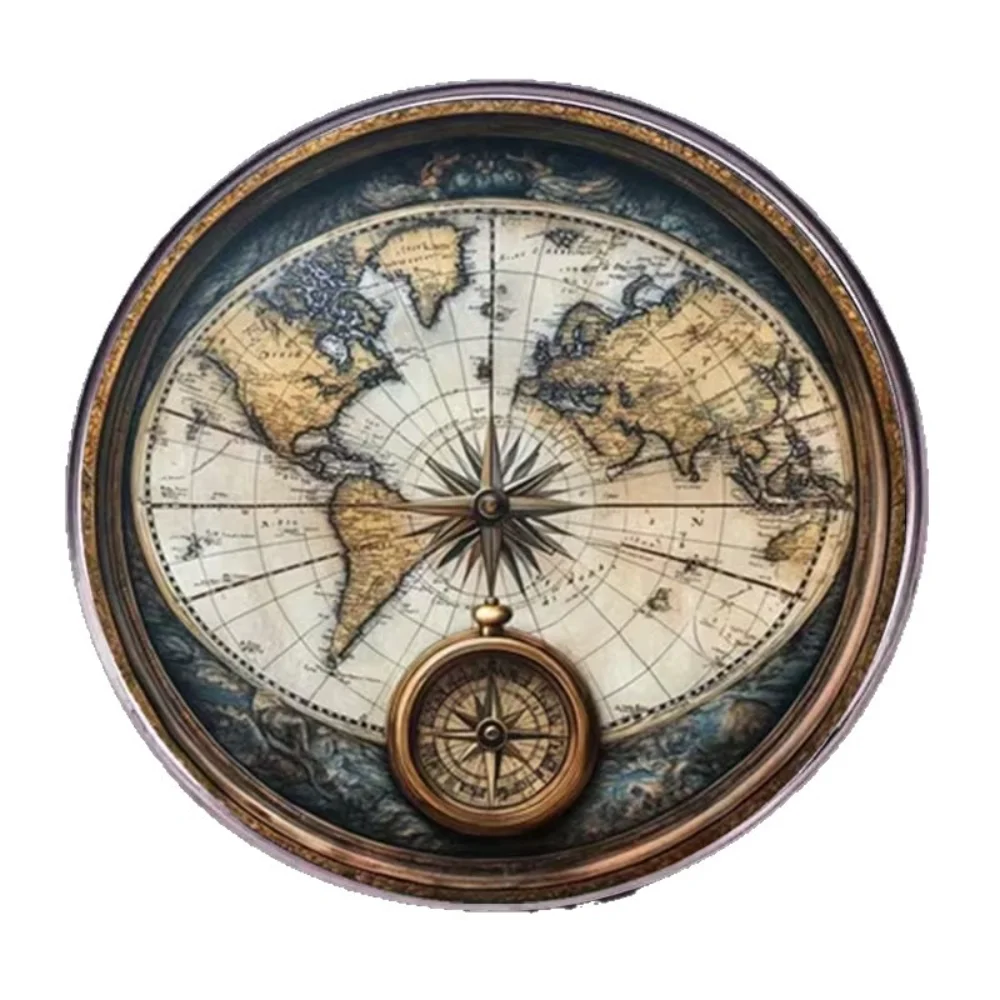 Retro Navigation Map Compass Compass Pin Stainless Steel Flat Dropper Pin Clothes Backpacks Pins Decorative Accessories