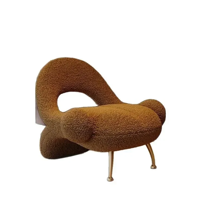 

Light Luxury Cream Wind Leisure Chair Modern Simple Comfortable Lazy Sofa Balcony Premium Lamb Fleece Fabric Sofa Chair