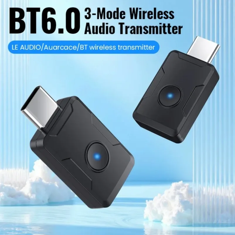 Bluetooth 6.0 Type-C Audio Transmitter LE Audio Auracast One-to-Many Broadcast USB Wireless Audio Adapter For Stereo Headphones