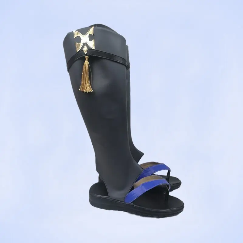 Anime Genshin Impact Wanderer‌‌ Cosplay Shoes Black Long PU Leather Boots For Halloween Carnival