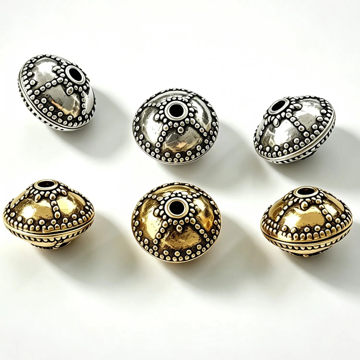 6pcs 16x12.5mm Hole 2.5mm Antique Gold Silver Tibetan Silver Dot Double Sided Spacer Bead X0216