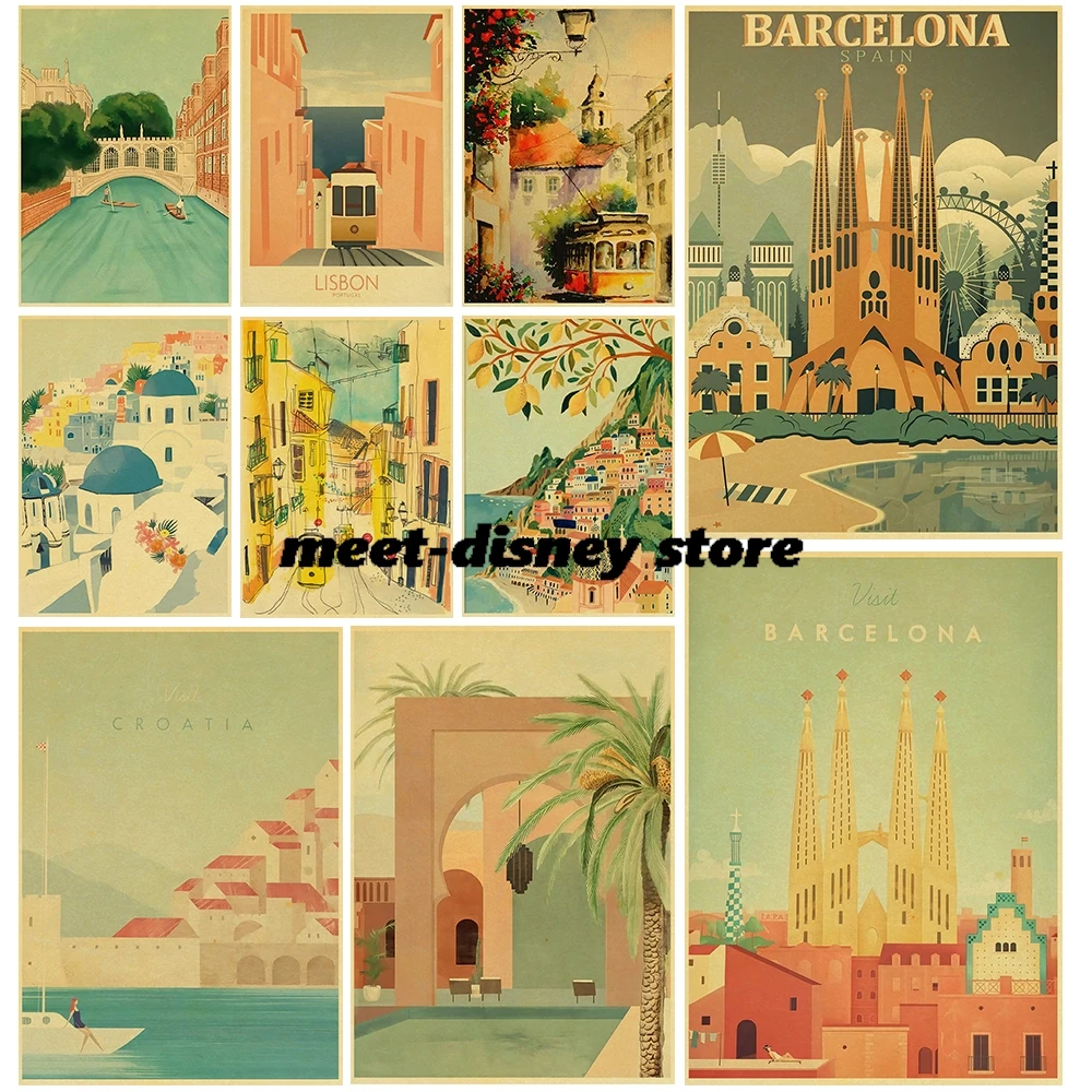 Affiches de paysages urbains d'anime, images d'art de dessins animés, décoration murale pour la maison, la chambre, le café, la bar, peinture esthétique en papier