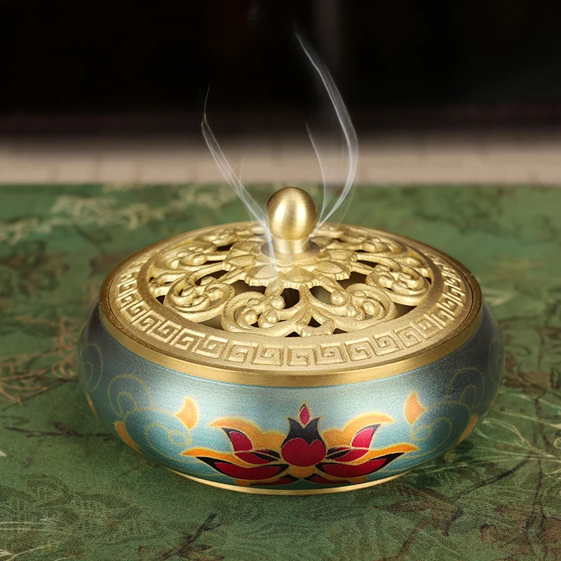 

Copper Incense Burner Retro Niche Play Incense Seal Stove Indoor Sandalwood Pan Incense Burner