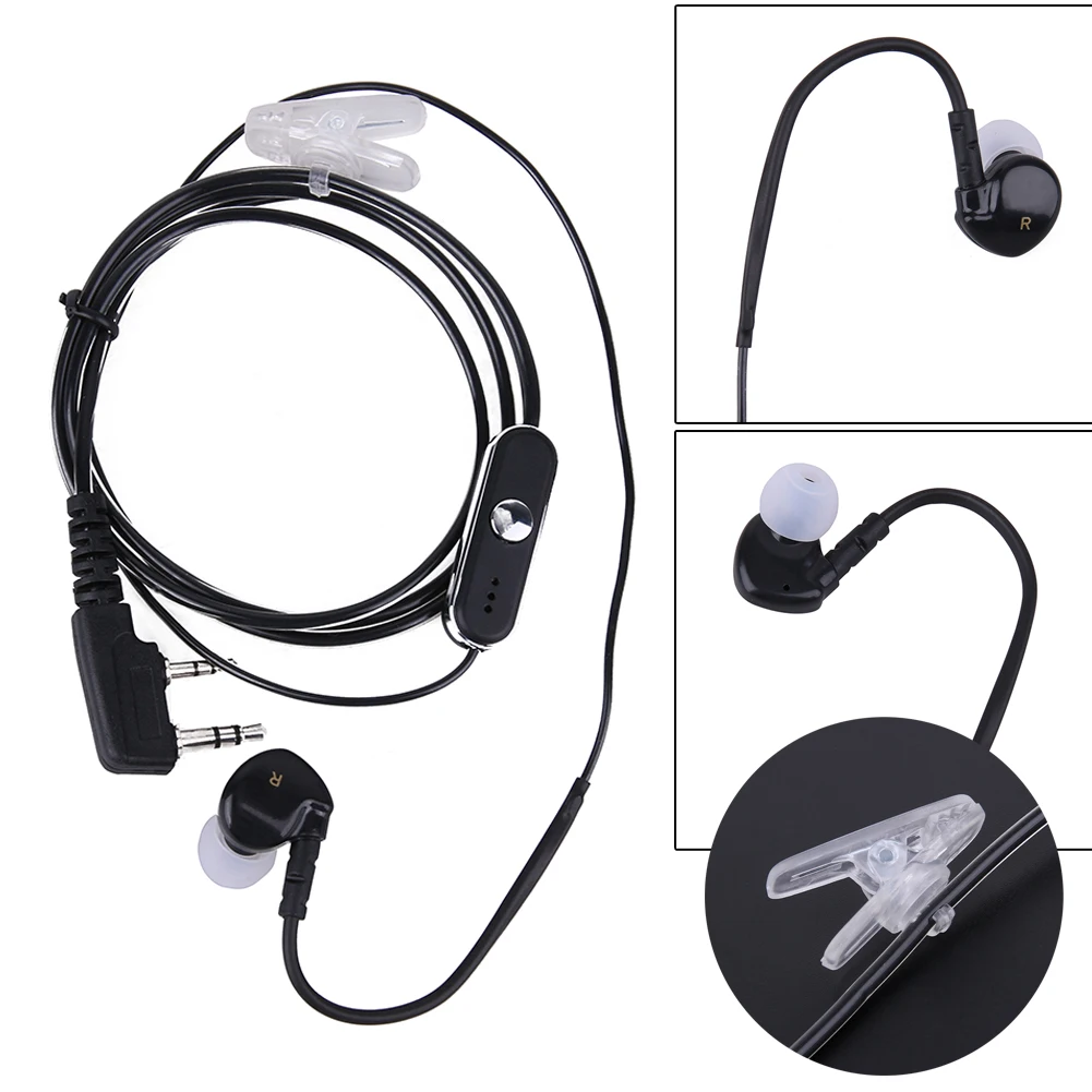 3PCS 2Pin Sports Earpiece Headset Noise Cancellation Earpiece Headset with PTT MIC Accessories Black for BAOFENG Retevis Radios