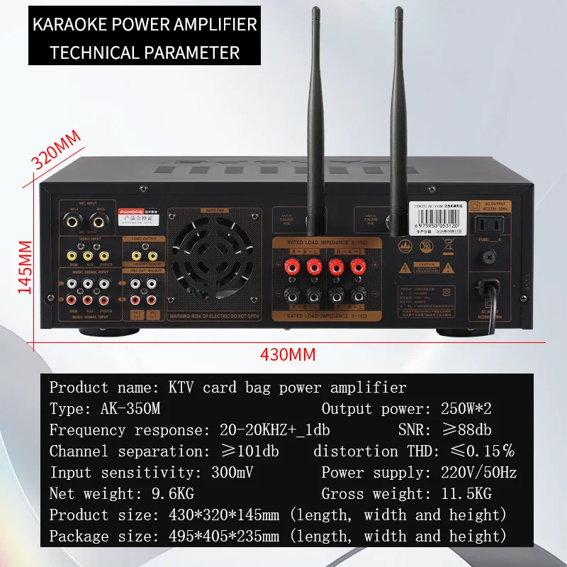 Professional Home KTV Karaoke Sound System DSP Party Sound Speaker Equipment Wooden Sound System with Two Wireless Microphones