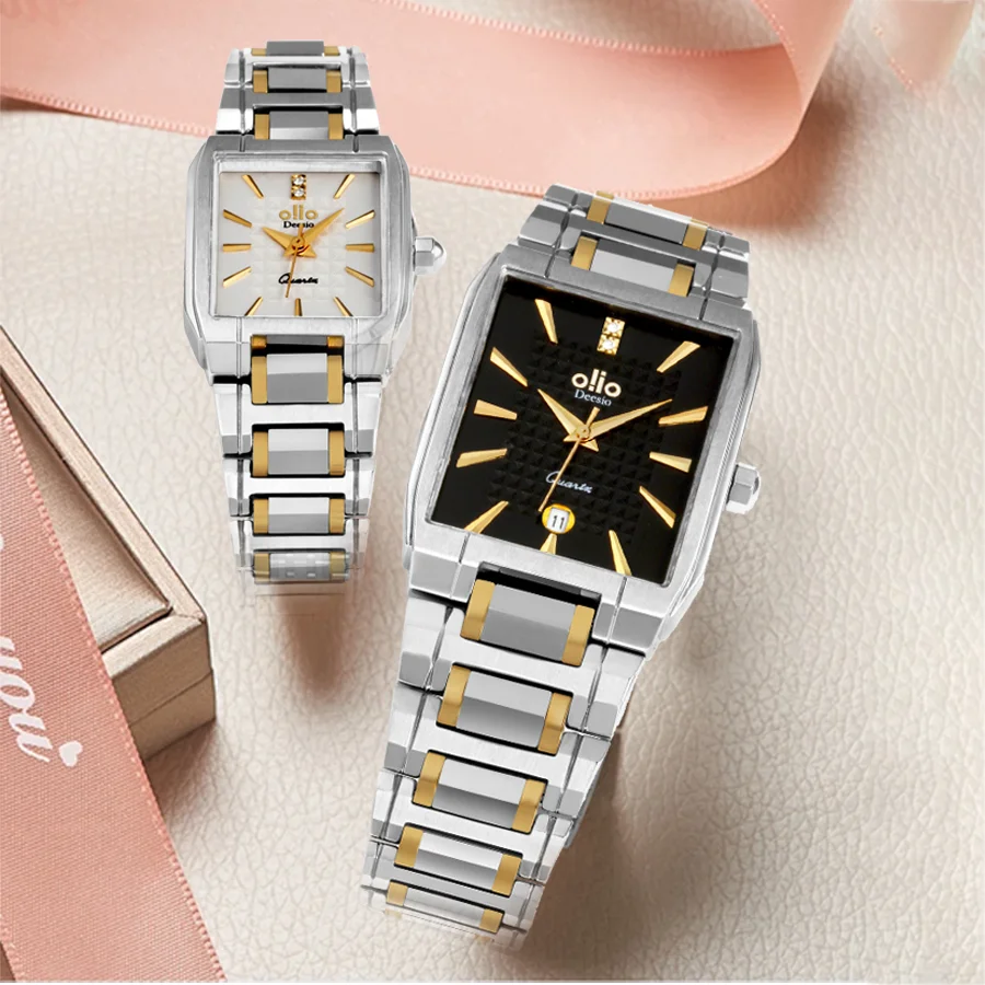 Deesio Brand Business Luxury coppia orologi da polso al quarzo zaffiro cristallo specchio da tavolo orologi da polso impermeabili Reloj Para Mujer