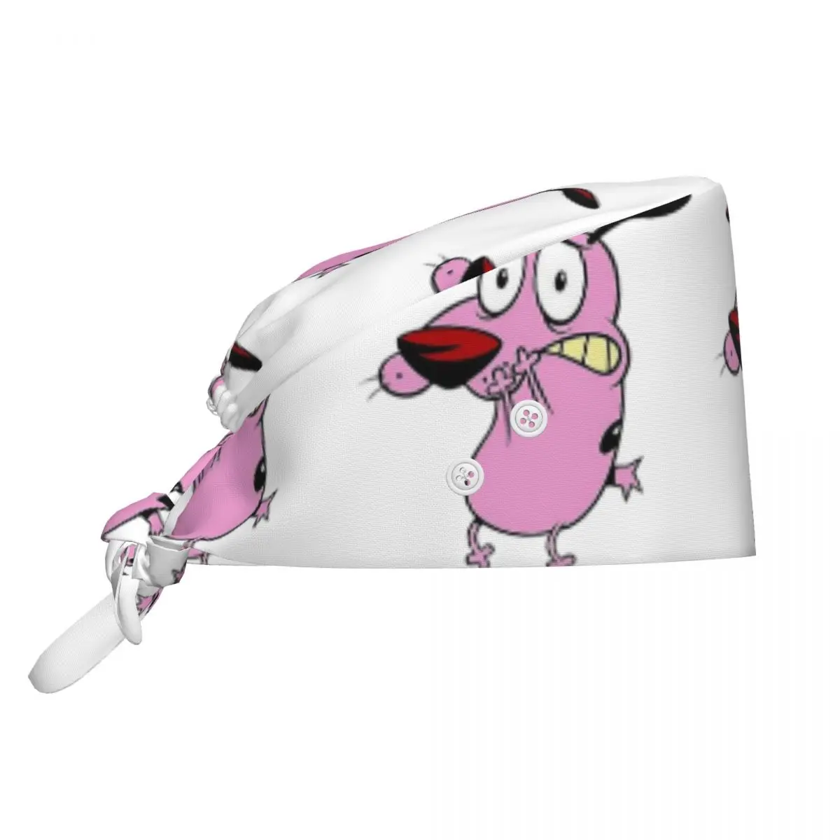 Cute Courageous Cowardlys Dog Scrub Hat Doctor Working Surgical Cap Men Women Adjustable Nursing Caps for Dentist