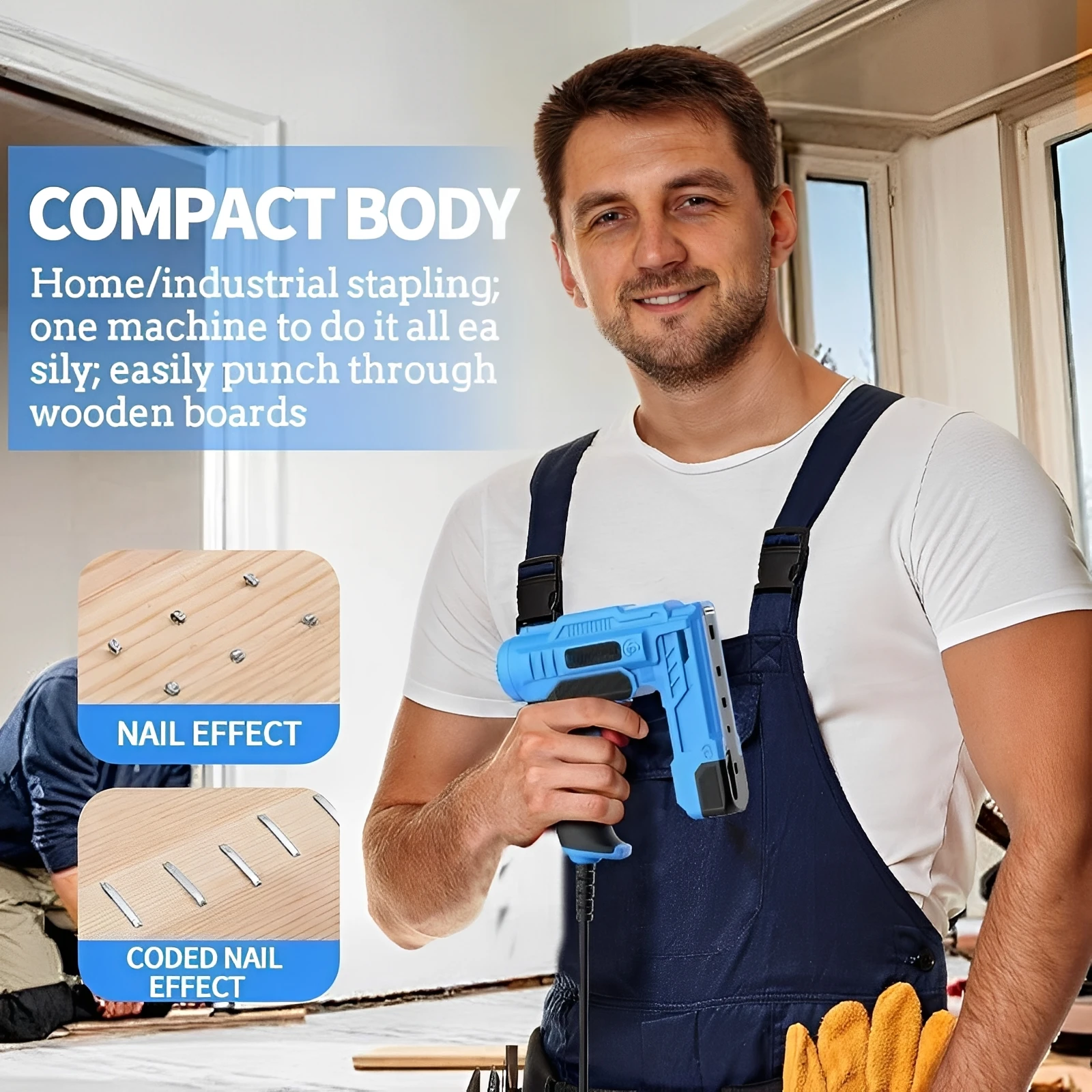 

2 In 1 Electric Nail Gun 600 Straight Nails 400 Coding Nails Dual-purpose Home DIY Carpentry Portable Plug-in Nail Gun Nail Gun