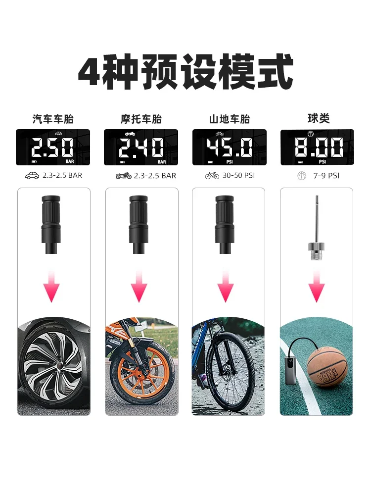 Vehicle Air Pump Wireless Portable Electric pump High Pressure Bicycle Electric Vehicle Automobile