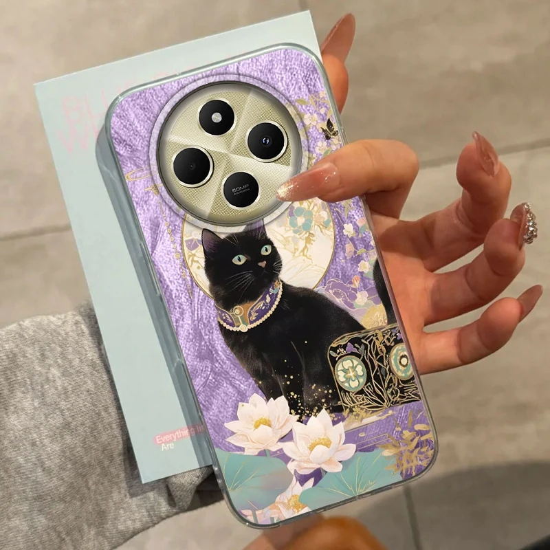 Cute Cat Flowers Girls Phone Case For Xiaomi Redmi 14C 13C Note 14 13 12 11 10 10S Pro Plus A5 A4 A3 A2 A1 Silicone Fundas Cover