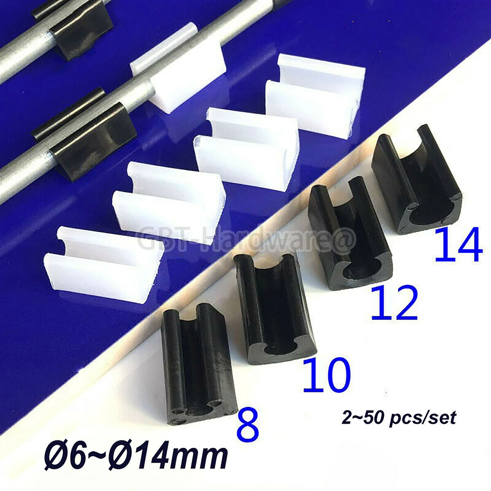 Diameter 6mm 8mm 10mm 12mm 14mm Black/White Chair Foot Plastic U Shaped Floor Glides Tubing Caps CoverPP Plastic For Desk Chair