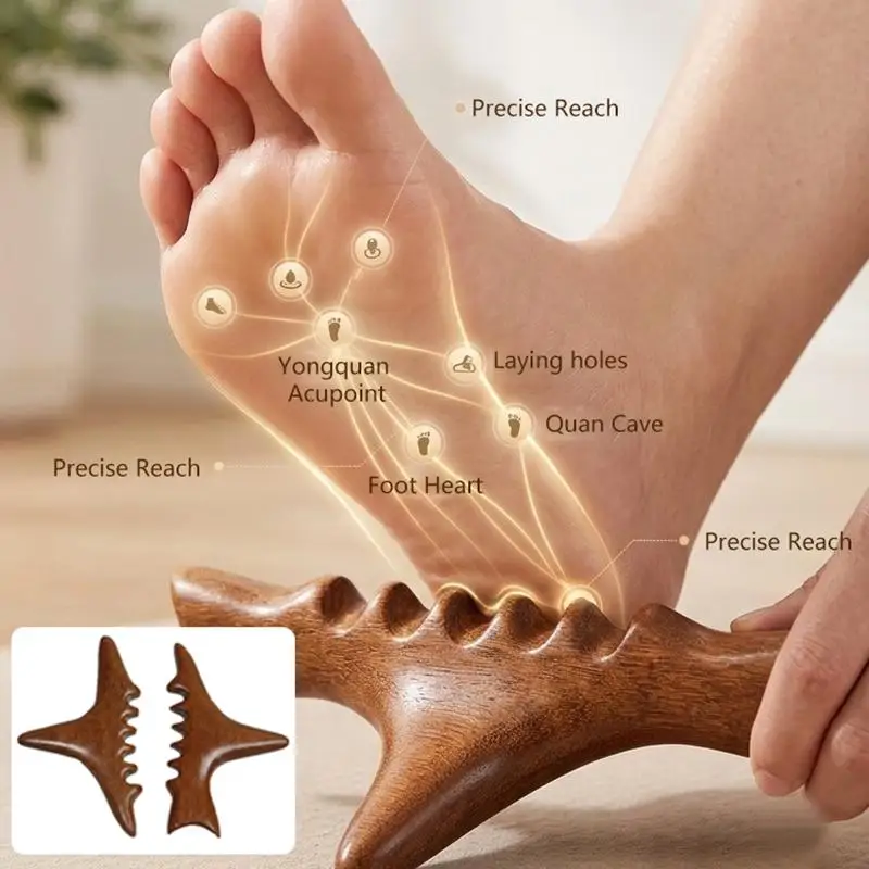 Triangular Bird Shark Shape Massage Stick Foot Gua Sha And Acupressure Tool Full-Body Meridian Trigger Point Relaxation Device