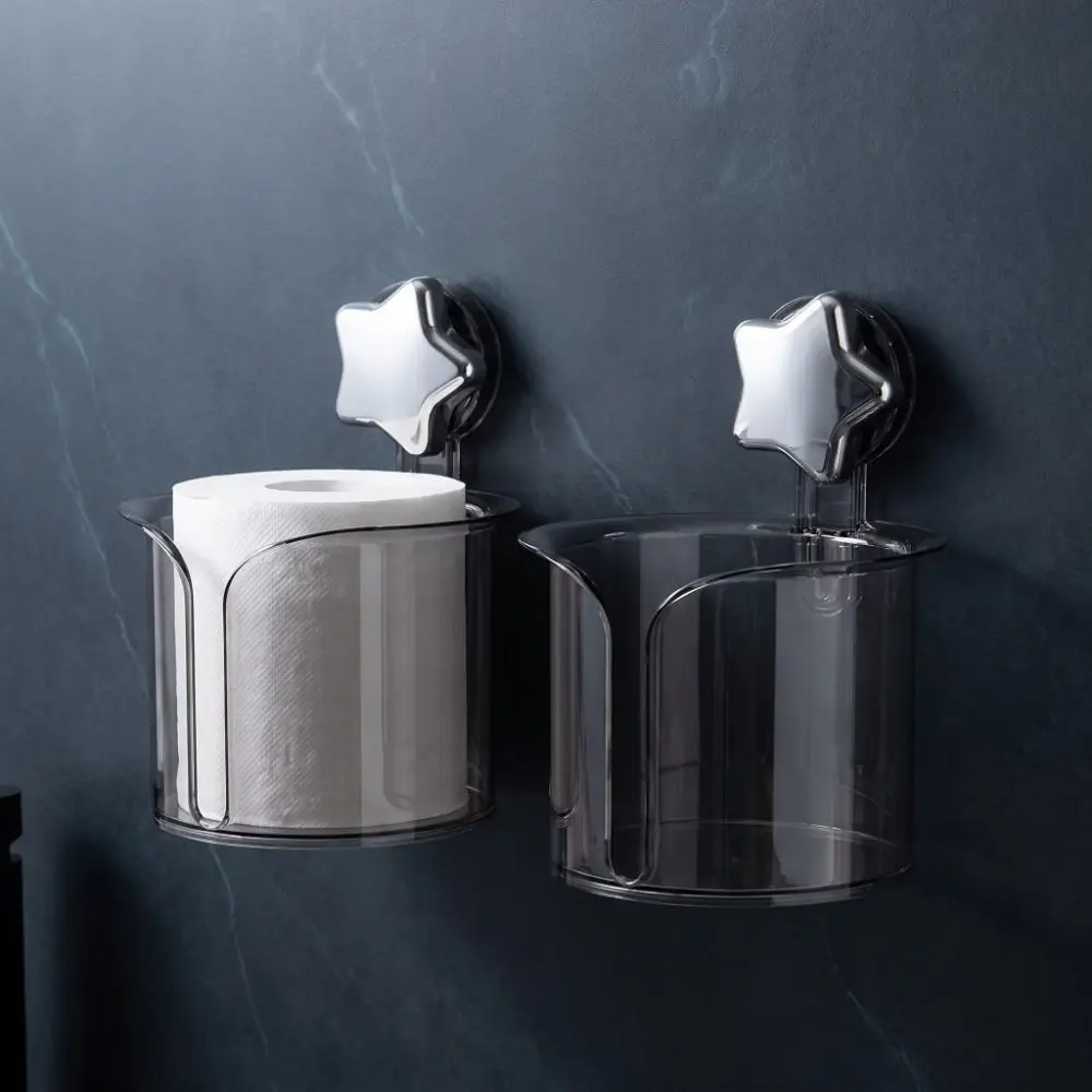Transparent Suction Cup Tissue Box Star De sign Large Capacity Toilet Paper Holder Smooth No Drilling