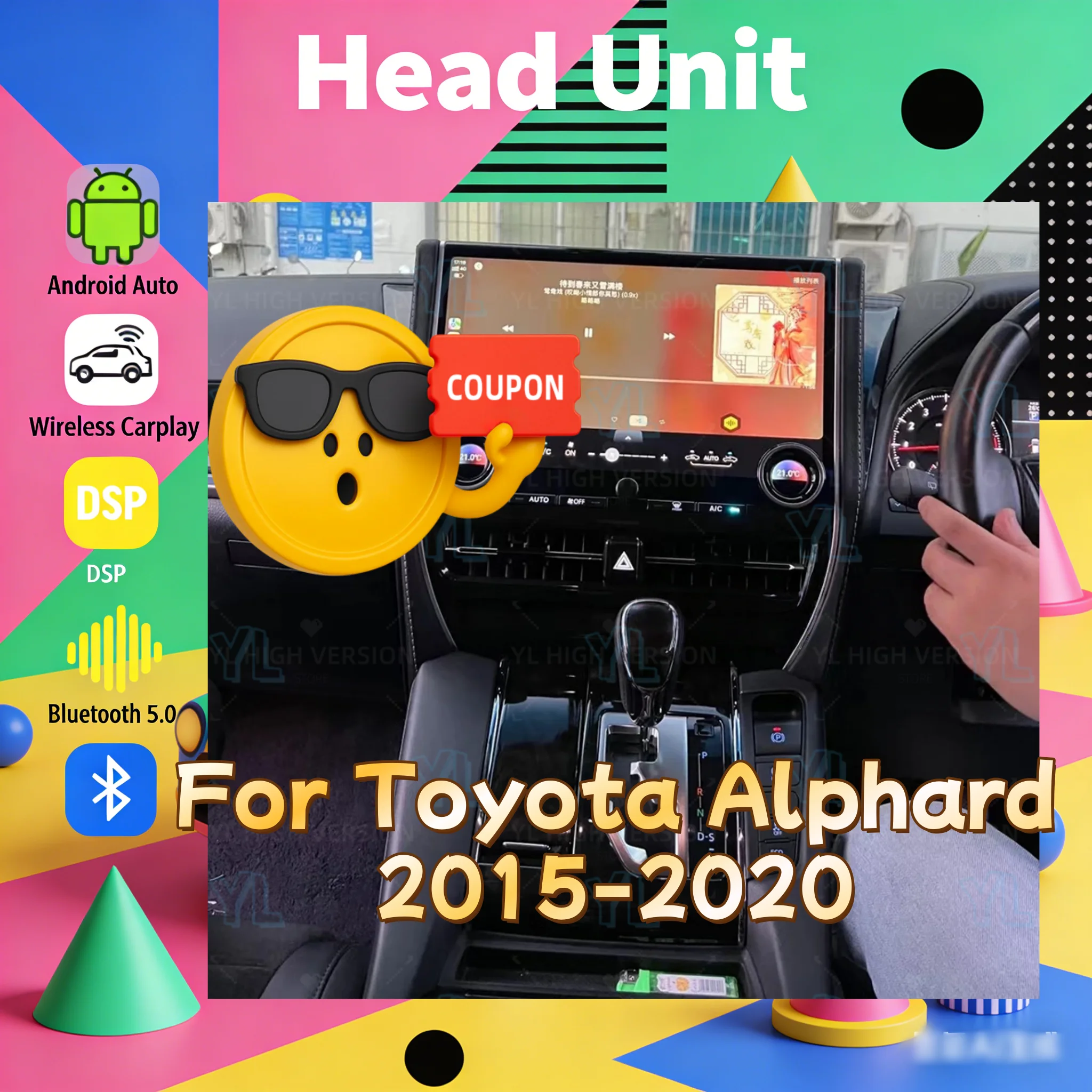 

Android 13.0 For Toyota Alphard 35 Series To Alpha 40 Series 2015-2019 Car radio multimedia player Carplay 4G WIFI GPS Head Unit