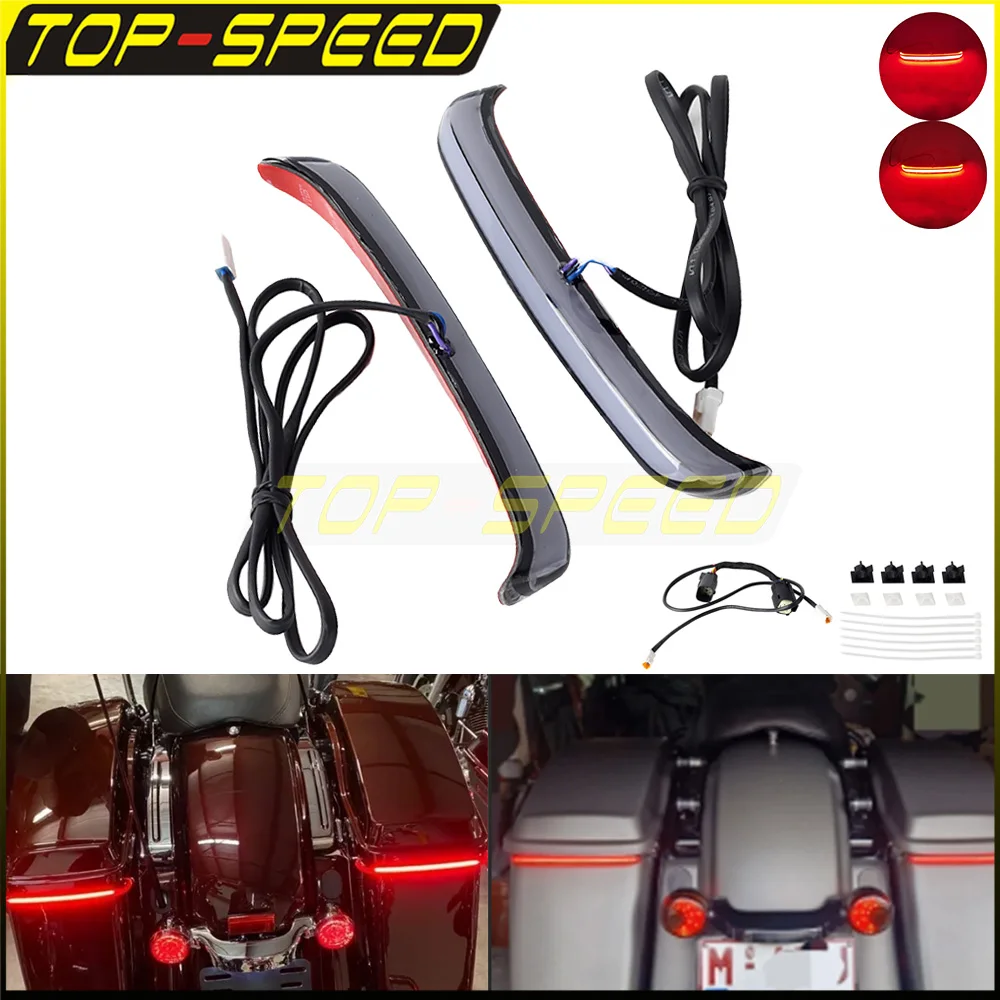 

Мотоциклетная седельная сумка, светодиодный индикатор, стоп-сигналы, акцентные огни, задний фонарь для багажа, ходовые огни для Harley Touring FLH FLT FLHR FLHX