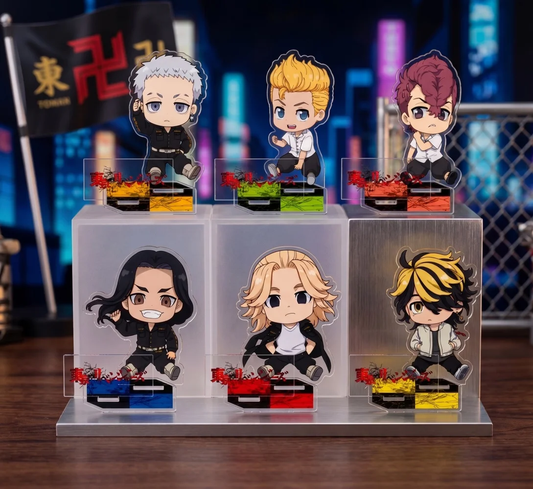 Anime Tokyo Revengers Acrylic Stand Figure Mikey Chifuyu Baji Draken Kawaii Chibi Desk Decor Cosplay Props Keychain Gift For Fan