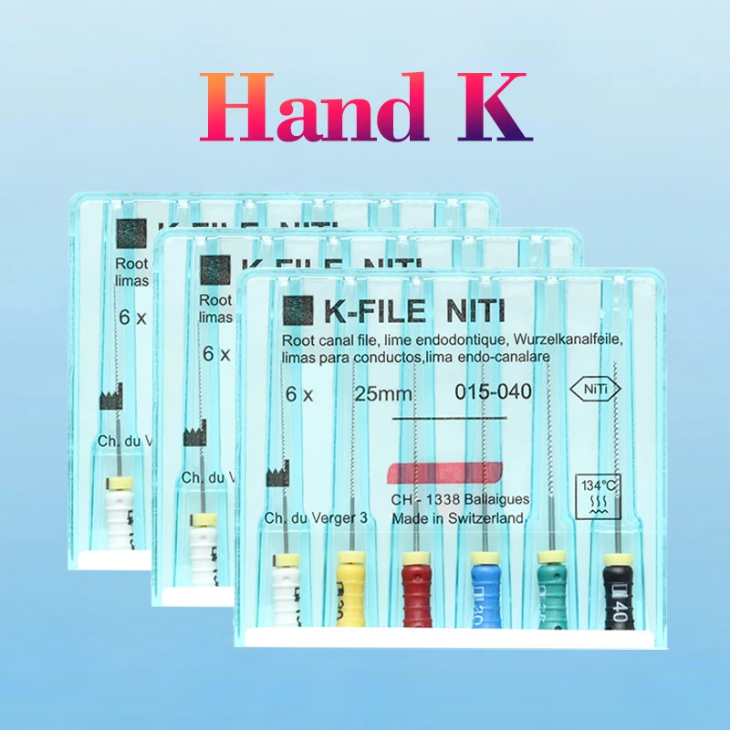 3Pack/18Pcs Dental K-FILE NiTi Flexible Endo Root Canal K Files Hand Use Endodontic Nickel Titanium Dentist Supplies