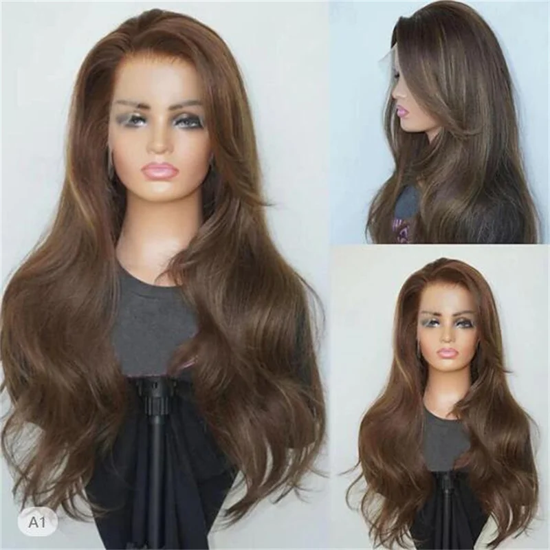 

Soft Brown 26Inch Body Wavy Long 5x5 Silk Base Jewish Human BabyHair HD Lace European Hair Preplucked Glueless Daily Wear Wig