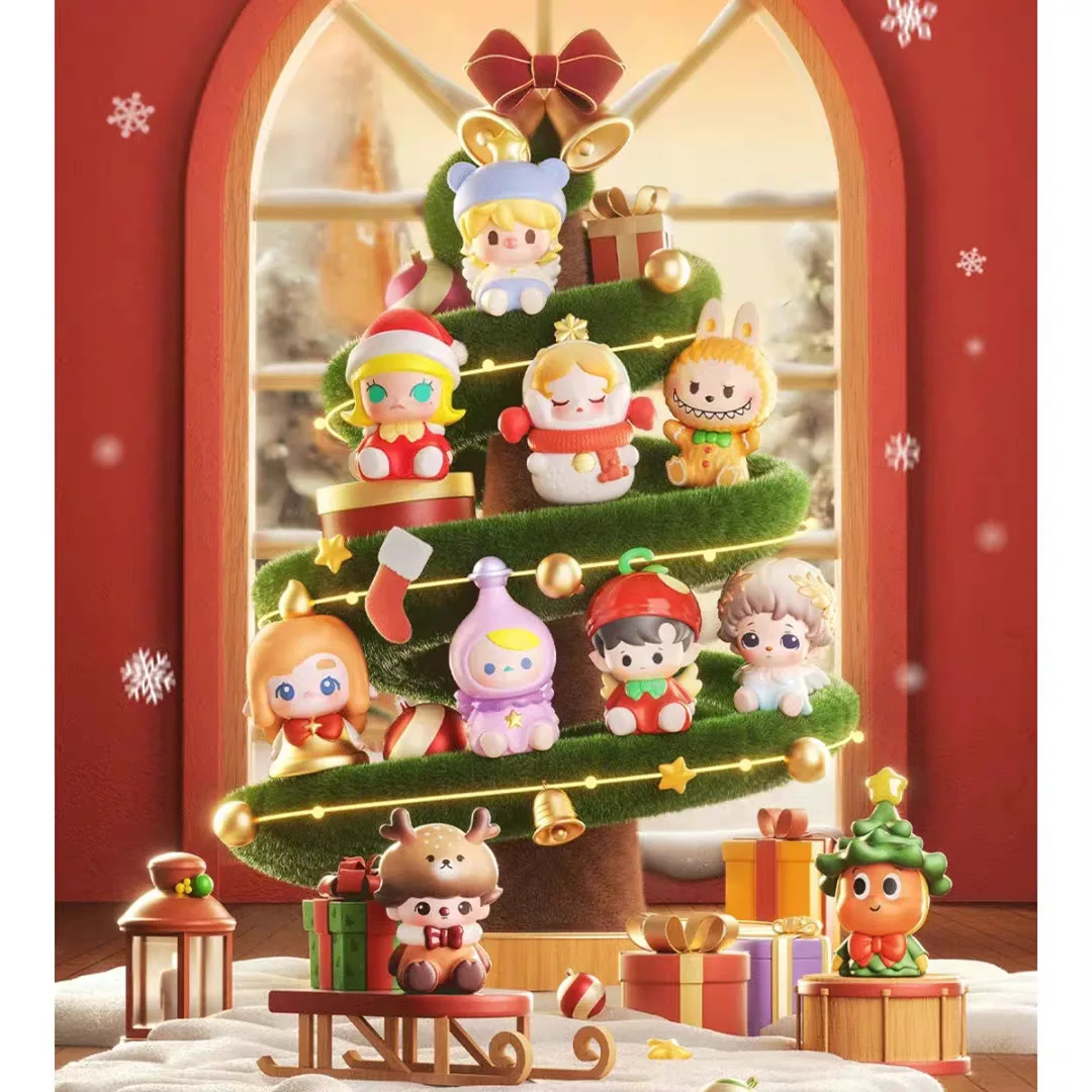 POPBean Christmas Party Series Dimoo Skullpanda Pucky Molly Sweet Bean Labubu Inosoul Twinkle CHAKA  Action Figure Doll Toys