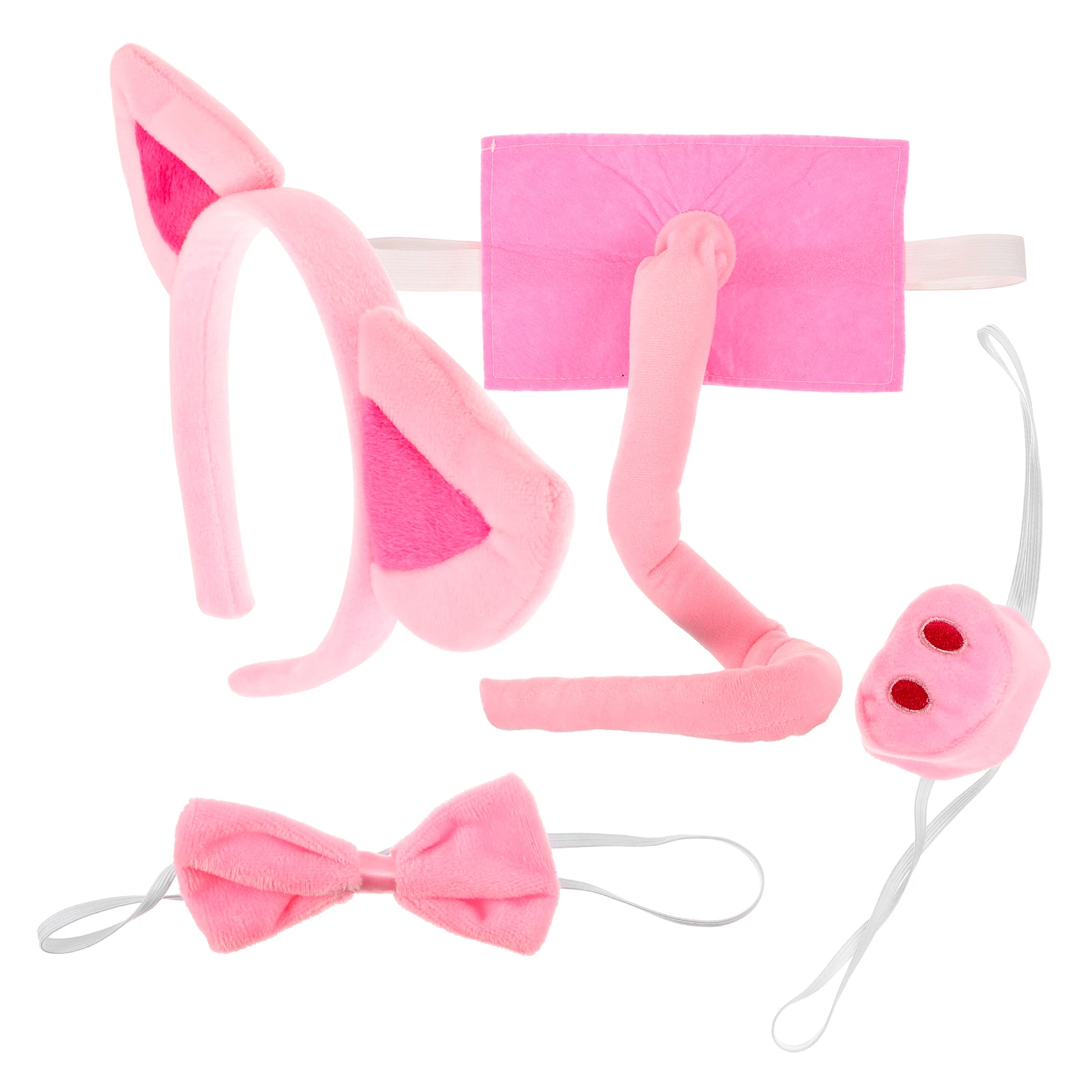 

1 set Pig Ear Headdress Kids Cosplay Costume Headband Farm Animal Props Accessories Nose Bowtie Realistic Performance Party
